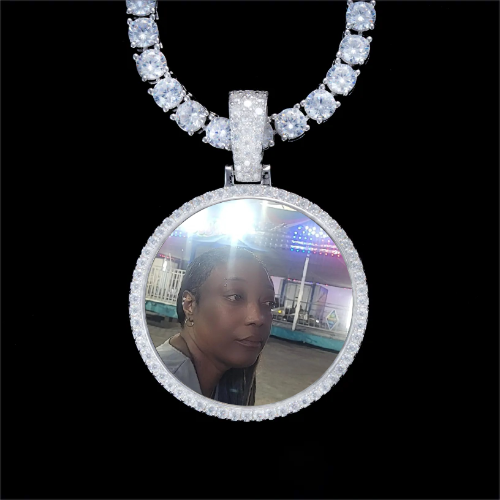 925S & VVS Moissanite 3D Circle Custom Picture Pendant