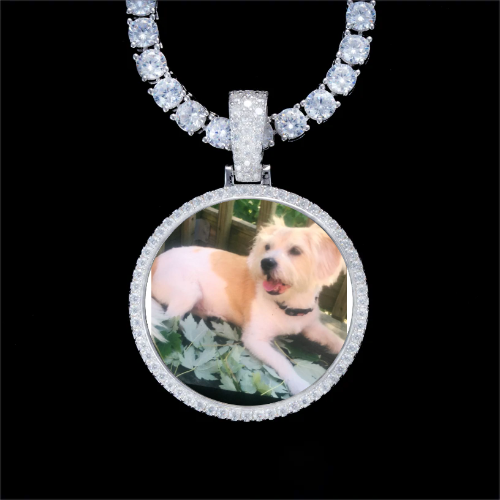 925S & VVS Moissanite 3D Circle Custom Picture Pendant