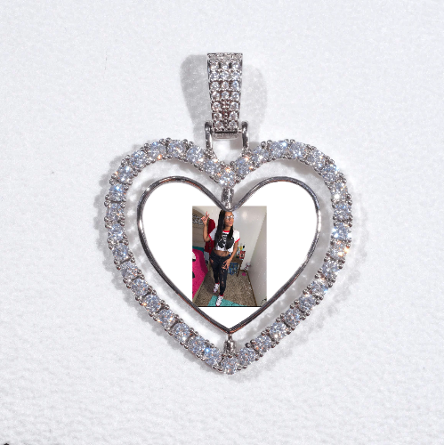 3D Spinning 2-Faced Heart Custom Picture Pendant