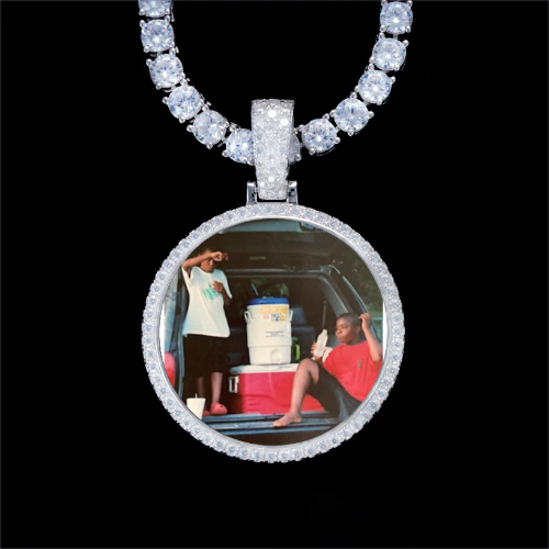 925S & VVS Moissanite 3D Circle Custom Picture Pendant