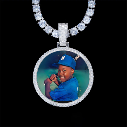925S & VVS Moissanite 3D Circle Custom Picture Pendant