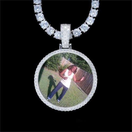 925S & VVS Moissanite 3D Circle Custom Picture Pendant