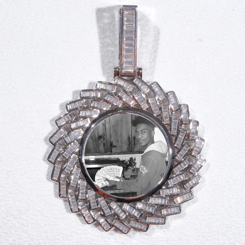 Large 3D Baguette Custom Picture Pendant