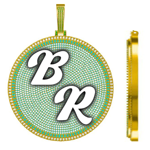 CUSTOM LETTER NECKLACE 3D BIG DISC