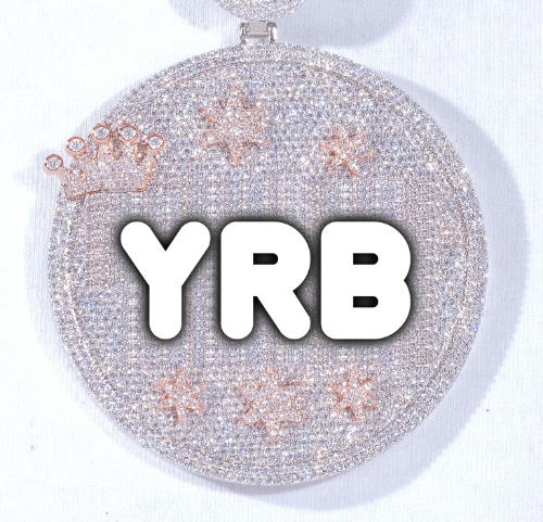 CUSTOM LETTER NECKLACE 3D BIG CROWN DISC
