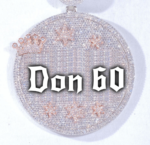 CUSTOM LETTER NECKLACE 3D BIG CROWN DISC