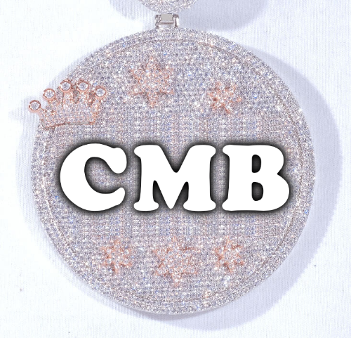 CUSTOM LETTER NECKLACE 3D BIG CROWN DISC