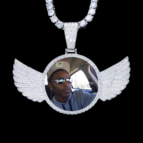925S & VVS Moissanite 3D Wing Custom Picture Pendant