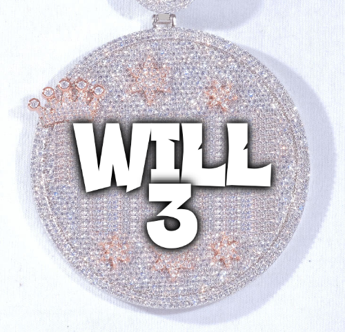 CUSTOM LETTER NECKLACE 3D BIG CROWN DISC