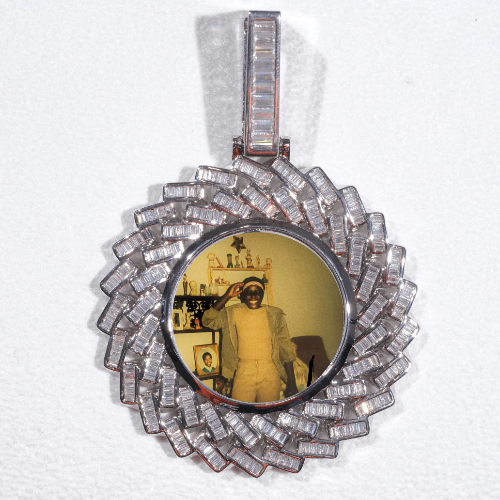 Large 3D Baguette Custom Picture Pendant