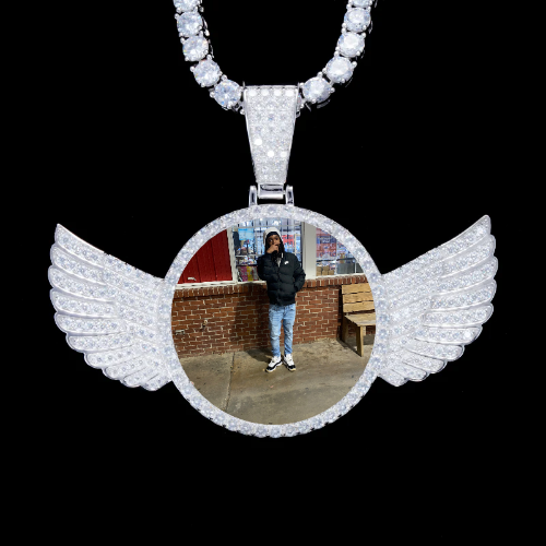 925S & VVS Moissanite 3D Wing Custom Picture Pendant