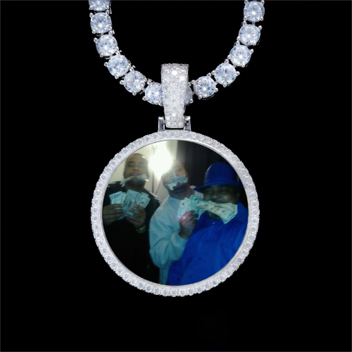 925S & VVS Moissanite 3D Circle Custom Picture Pendant