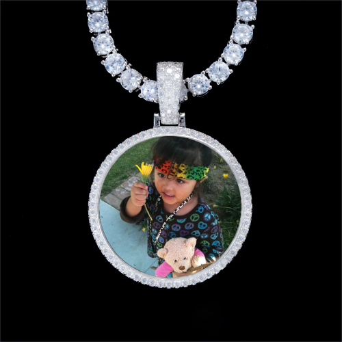 925S & VVS Moissanite 3D Circle Custom Picture Pendant