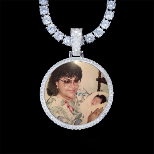 925S & VVS Moissanite 3D Circle Custom Picture Pendant