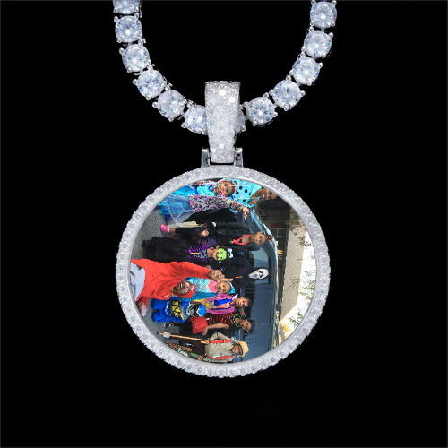 925S & VVS Moissanite 3D Circle Custom Picture Pendant