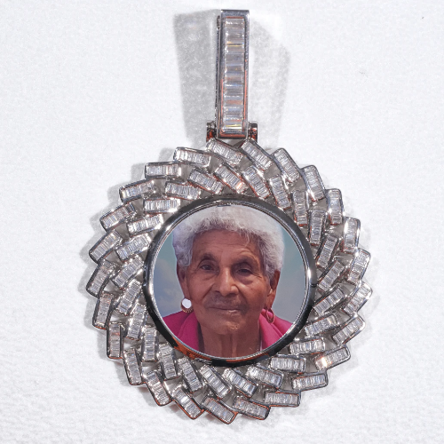 Large 3D Baguette Custom Picture Pendant