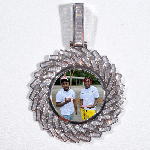 Large 3D Baguette Custom Picture Pendant