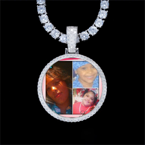 925S & VVS Moissanite 3D Circle Custom Picture Pendant