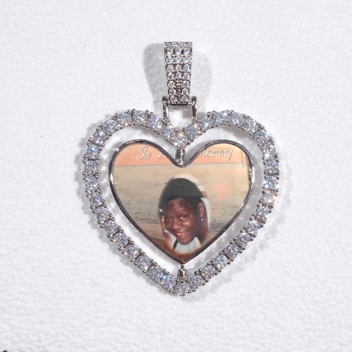 3D Spinning 2-Faced Heart Custom Picture Pendant
