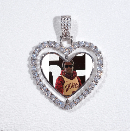 3D Spinning 2-Faced Heart Custom Picture Pendant