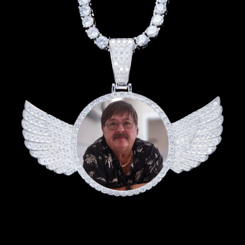 925S & VVS Moissanite 3D Wing Custom Picture Pendant