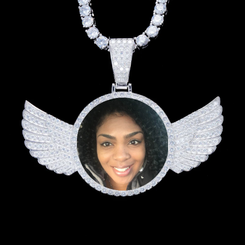 925S & VVS Moissanite 3D Wing Custom Picture Pendant