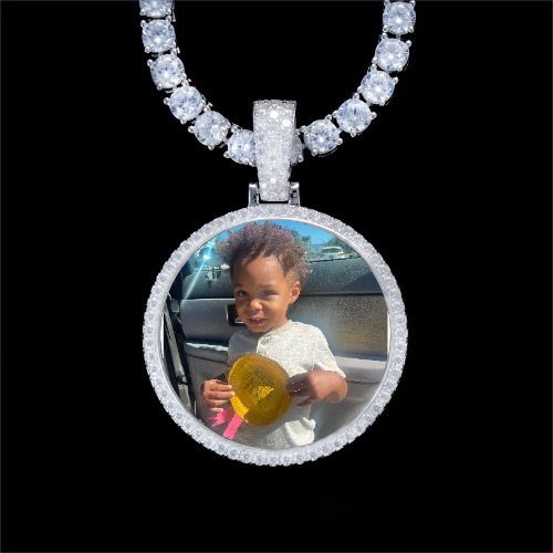 925S & VVS Moissanite 3D Circle Custom Picture Pendant