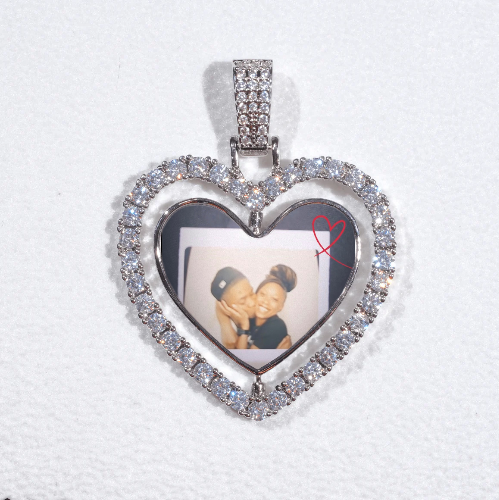 3D Spinning 2-Faced Heart Custom Picture Pendant