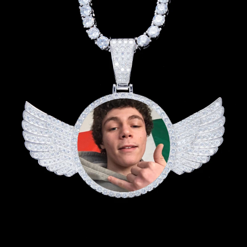 925S & VVS Moissanite 3D Wing Custom Picture Pendant