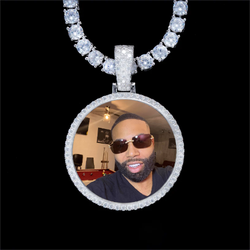 925S & VVS Moissanite 3D Circle Custom Picture Pendant