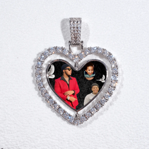 3D Spinning 2-Faced Heart Custom Picture Pendant