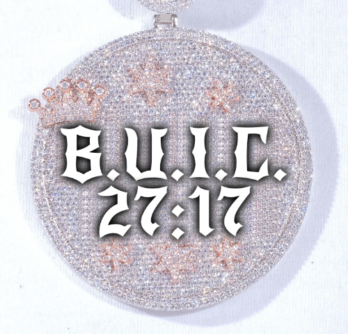 CUSTOM LETTER NECKLACE 3D BIG CROWN DISC