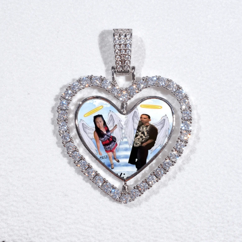 3D Spinning 2-Faced Heart Custom Picture Pendant