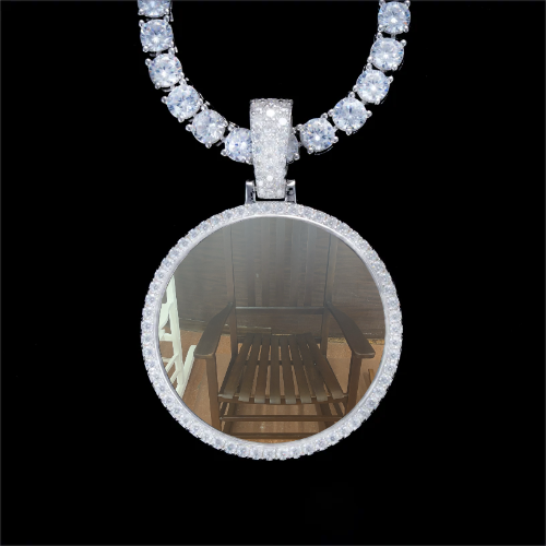 925S & VVS Moissanite 3D Circle Custom Picture Pendant