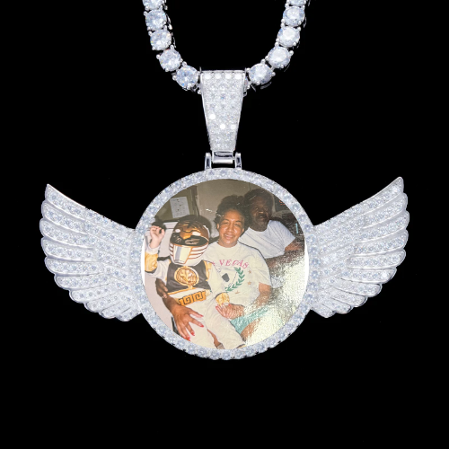 925S & VVS Moissanite 3D Wing Custom Picture Pendant