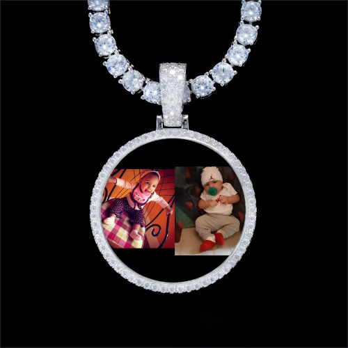 925S & VVS Moissanite 3D Circle Custom Picture Pendant