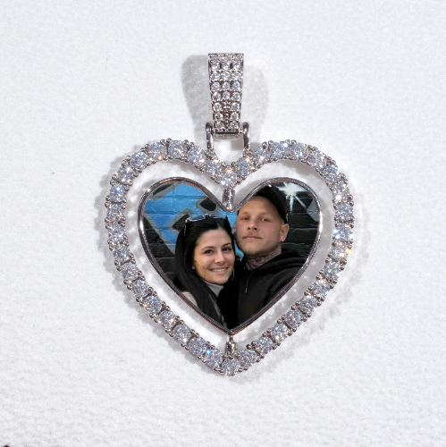 3D Spinning 2-Faced Heart Custom Picture Pendant