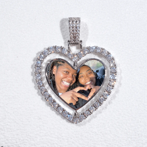 3D Spinning 2-Faced Heart Custom Picture Pendant