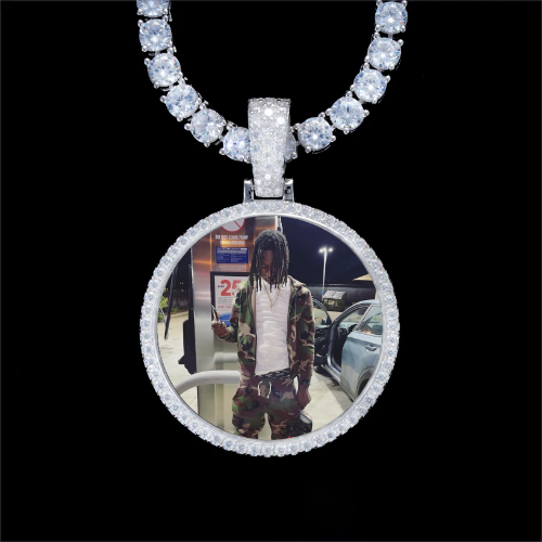 925S & VVS Moissanite 3D Circle Custom Picture Pendant