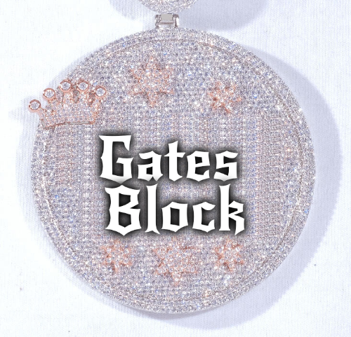CUSTOM LETTER NECKLACE 3D BIG CROWN DISC