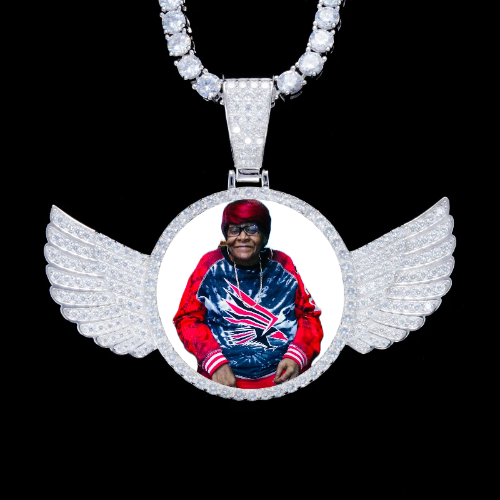 925S & VVS Moissanite 3D Wing Custom Picture Pendant