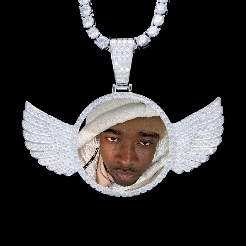 925S & VVS Moissanite 3D Wing Custom Picture Pendant
