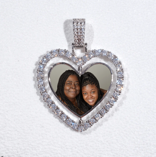 3D Spinning 2-Faced Heart Custom Picture Pendant