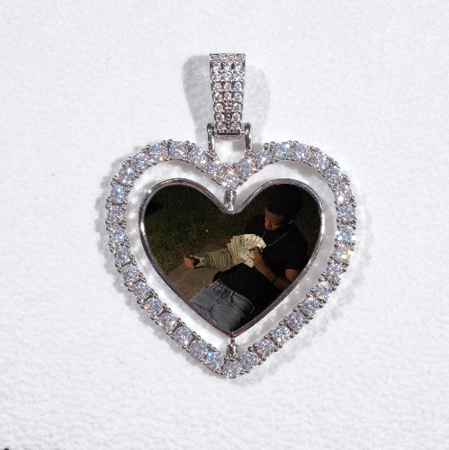 3D Spinning 2-Faced Heart Custom Picture Pendant