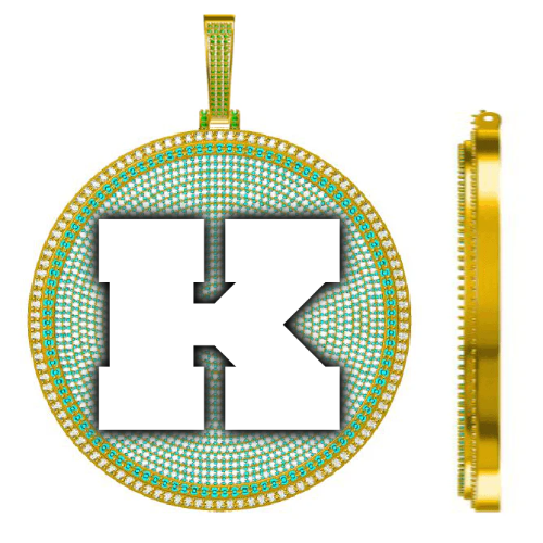 CUSTOM LETTER NECKLACE 3D BIG DISC