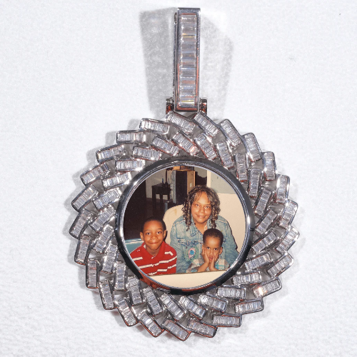 Large 3D Baguette Custom Picture Pendant