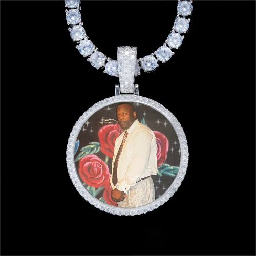 925S & VVS Moissanite 3D Circle Custom Picture Pendant