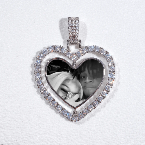 3D Spinning 2-Faced Heart Custom Picture Pendant