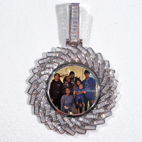 Large 3D Baguette Custom Picture Pendant