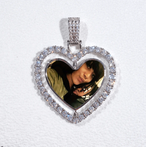 3D Spinning 2-Faced Heart Custom Picture Pendant